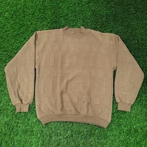 Vintage 90s Korman MOD Cable Sweater Medium 20x23 Crop Taupe